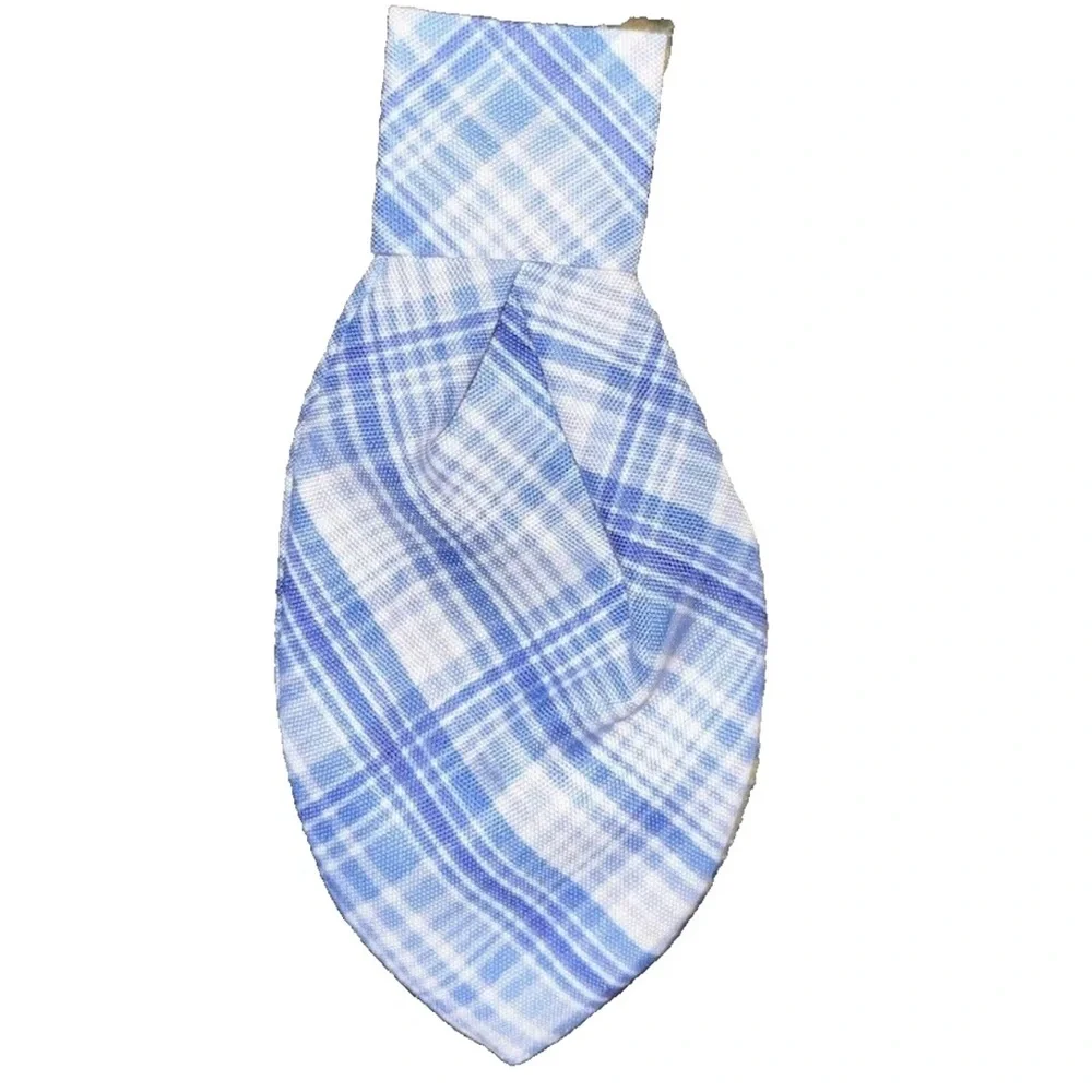 Dog Bow Tie Collar & Tie Adjustable Blue Plaid SMALL